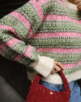Fair Isle Stripe Soft Knit Jumper in Pink & Green