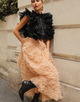 Statement Layered Ruffle Tulle Maxi Skirt