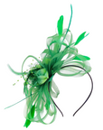 Feather & Floral Fascinator Headband In Green