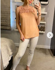 Feather Organza Cotton Vest Top (Peach)
