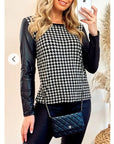 Black & White Dog-tooth Print Top