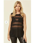 Mesh Chiffon Vest Top (Black)