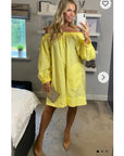 Off shoulder long sleeves oversize dress in Yellow