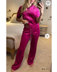 Velour Tracksuits with short sleeves (Pink)