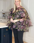 Statement Ruffle Design Organza Ruffle Blouse In Floral Print