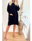 Wool blend knitted ribbed dress