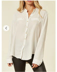 Collar Chiffon Shirt (White)