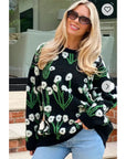 White Multi floral-jacquard wool blend oversized jumper