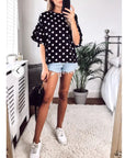 Dot Dot Print Frilled sleeves Top