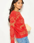 Fluffy Christmas reindeer Print Long Jumper