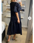 Oversized Puff Sleeves Maxi dress in Black