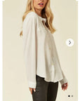 Collar Chiffon Shirt (White)