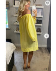 Off shoulder long sleeves oversize dress in Yellow