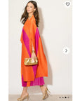 Full pleated Long sleeves vest top and skirts in orange pink color