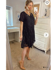 Lace and chiffon patchwork dress (Black)