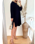Wool blend knitted ribbed dress