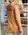 Feather Organza Cotton Vest Top (Peach)