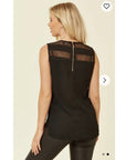 Mesh Chiffon Vest Top (Black)
