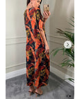 Multi leaves print kaftan cardigan