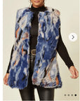 Blue Watercolor Soft Faux Fur Gilet