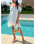 Floral Crochet Lace hem ccold shoulder dress