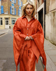 Cape-Sleeve Shirt & Wide-Leg Trouser Co-Ord In Orange
