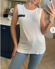 Leather Look on shoulder & back with stud Vest