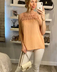 Feather Organza Cotton Vest Top (Peach)