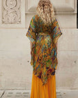 Pattern Print Pleated Blouse & Trousers Set
