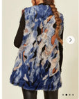 Blue Watercolor Soft Faux Fur Gilet