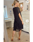 Lace and chiffon patchwork dress (Black)