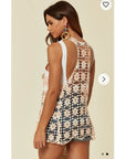 Floral Pattern Crochet Vest