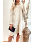 Wool blend knitted ribbed dress