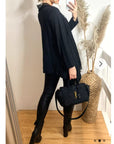 Scarf Tie Up jumper top (Black)
