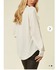 Collar Chiffon Shirt (White)
