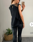 Organza Chiffon Gold Chain Top (Black)