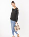 Lace Design On Shoulder Sweatshirt