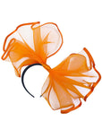 Large Wide Brim Bow Fascinator In Orange