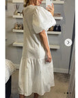 Oversized Puff Sleeves Maxi dress in White