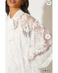 Floral Lace Long Blouseon Sleeves Design Dress In White