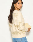 Fluffy Christmas reindeer Print Long Jumper