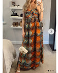Printed Chiffon Maxi Dress (BLACK STRIPE PRINT)