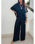 Oversized comfort stretch-jersey top and Relaxed-fit trousers in Black