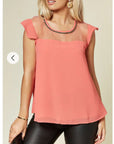 Organza Chiffon Gold Chain Top (Red)