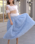 Statement Ruffle Tulle Pull-On Crop Top in White