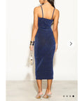 Scooped-neck sleeveless metallic-knit maxi dress in Royal Blue