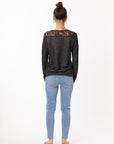 Lace Design On Shoulder Sweatshirt