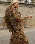 Animal Print Organza Ruffle Statement Maxi Dress