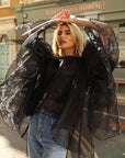 Statement Ruffle Design Organza Ruffle Blouse In Black