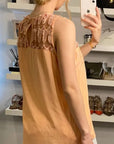 Feather Organza Cotton Vest Top (Peach)